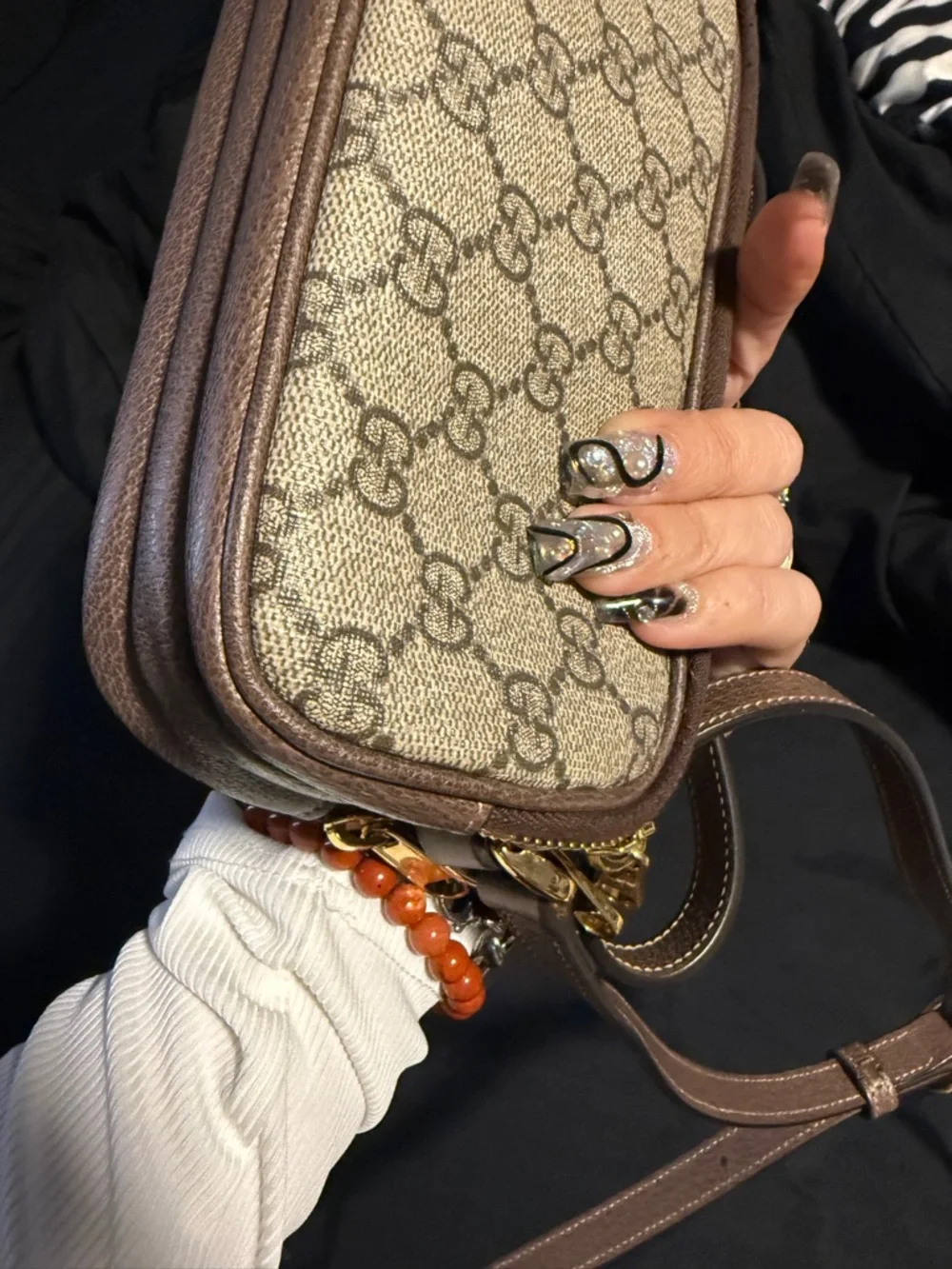 Gucci Ophidia Beige GG Supreme triple zipper Canvas Crossbody - Picture 11 of 15